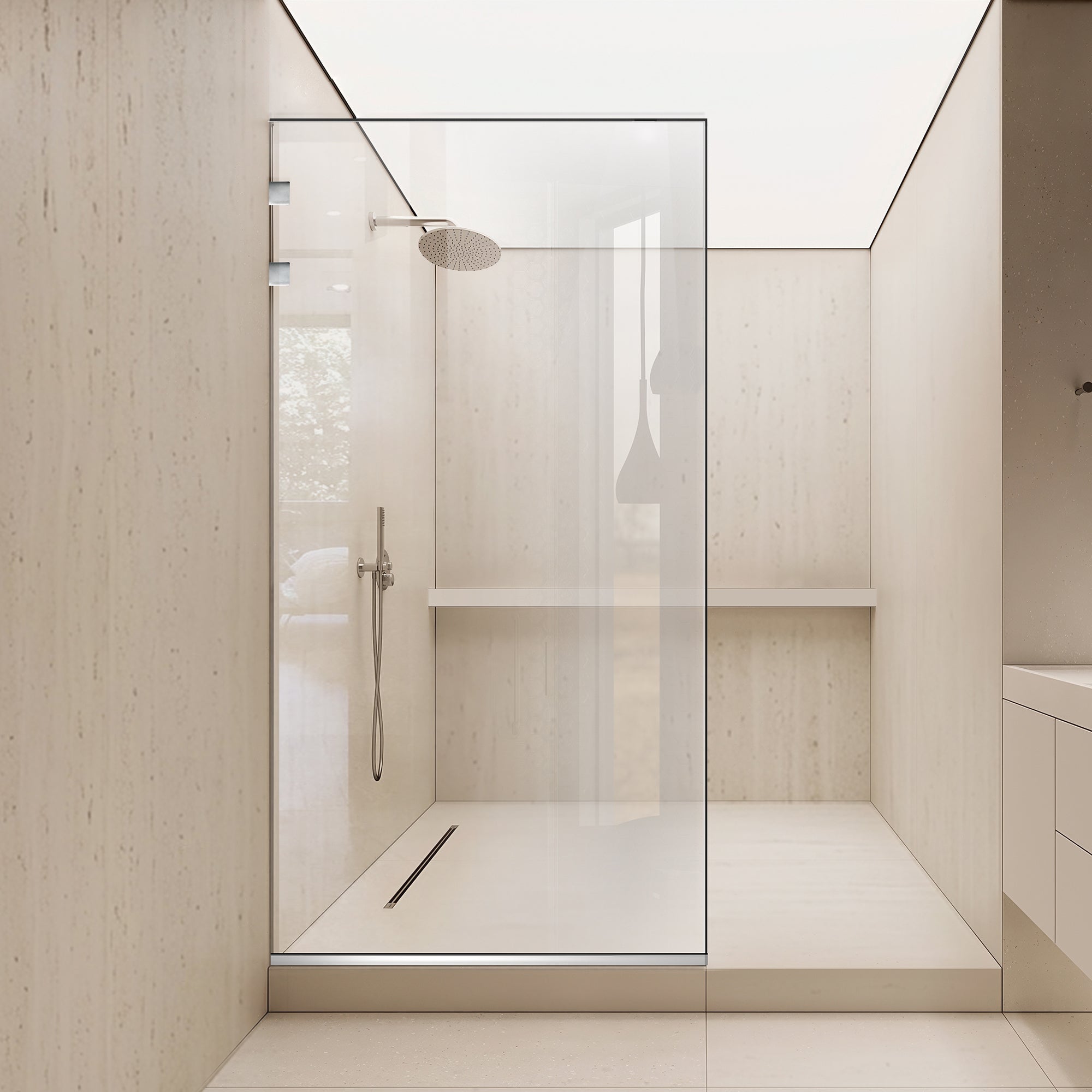 Paravan dus walk-in Aqua Elegance ® INOX, feronerie full inox, sticla clara, securizata,