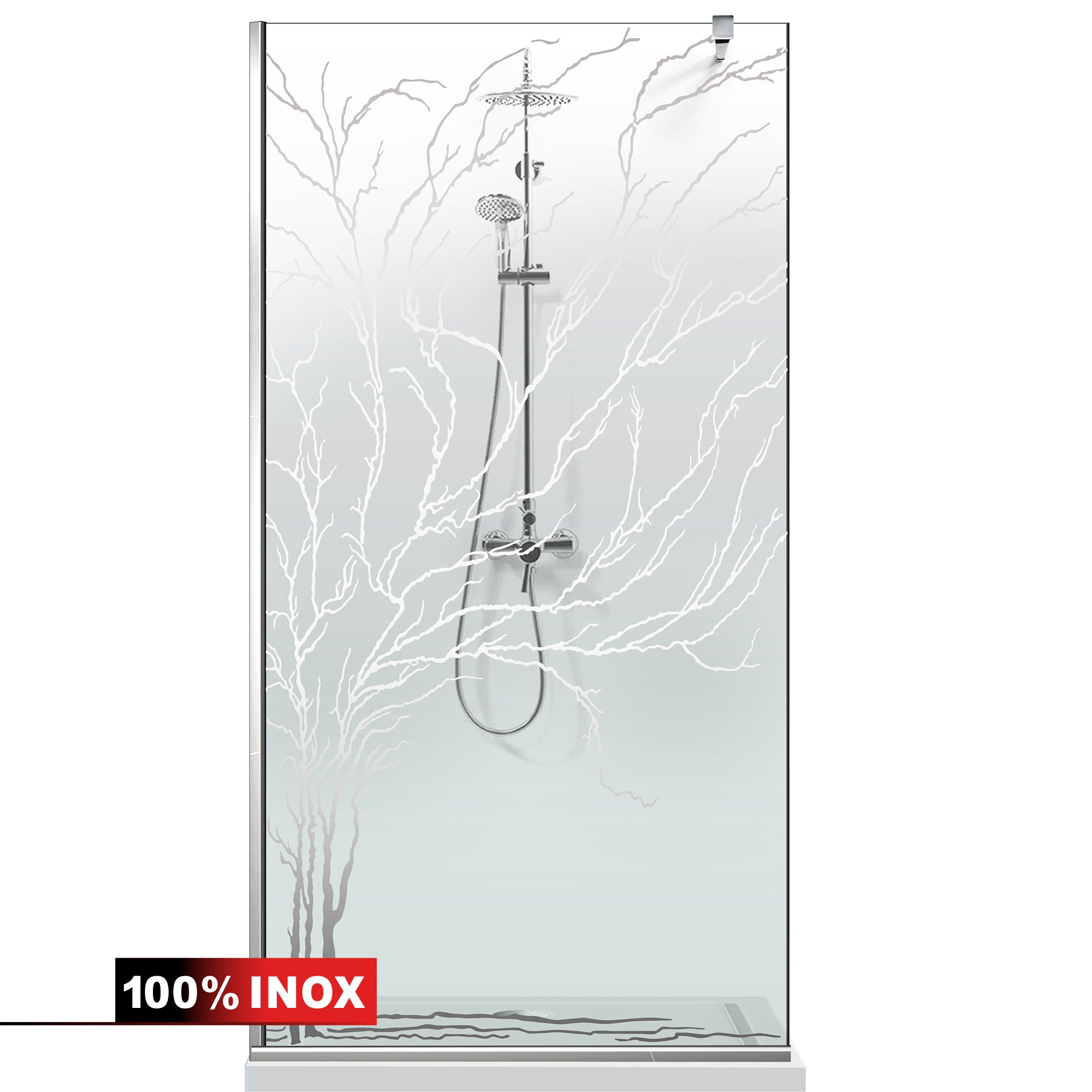 Paravan dus Walk-in, Perete dus  Inox, #Clara