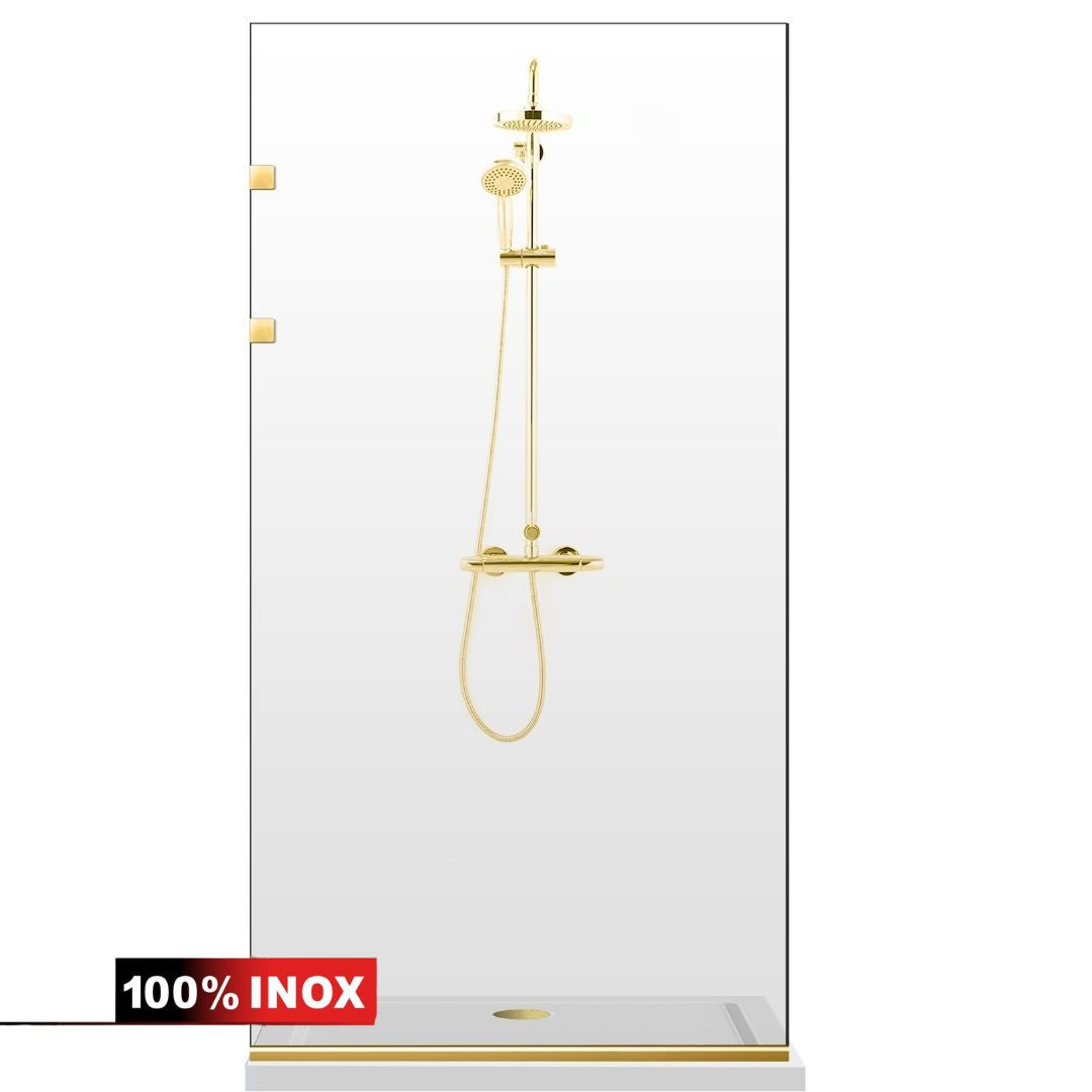 Paravan dus Walk-in, Perete dus Inox, auriu, #Clara