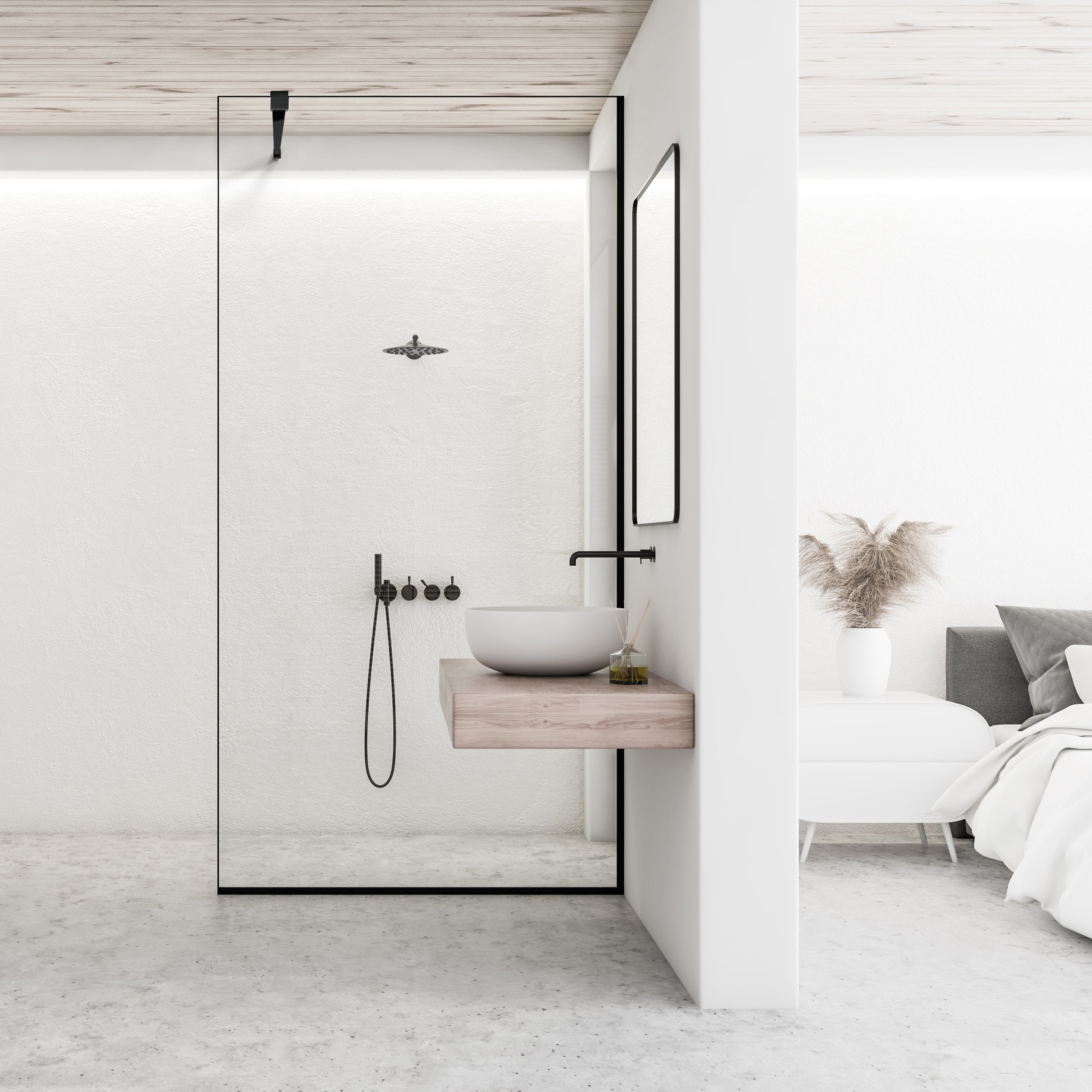 Paravan dus Walk-in, Perete dus Negru, #Clara